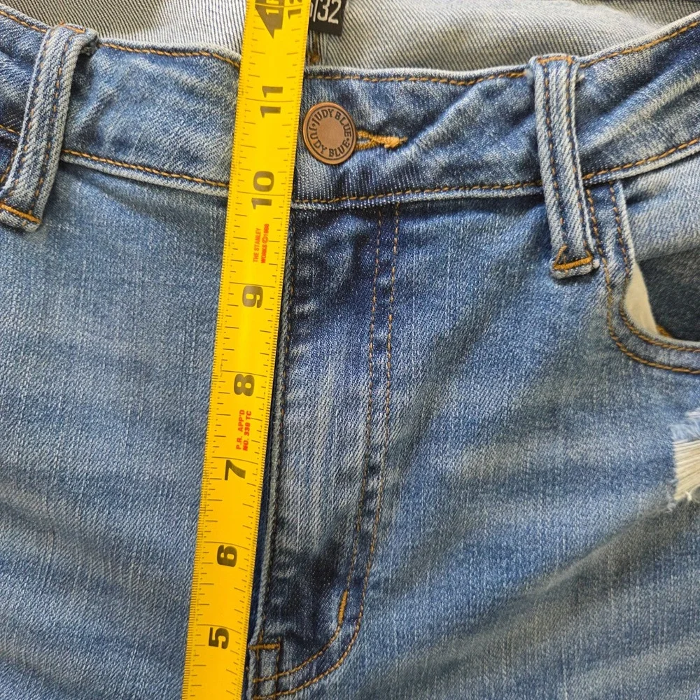 Judy Blue‎ Skinny Jeans High Rise Distressed Lemon Patch Denim Size 15